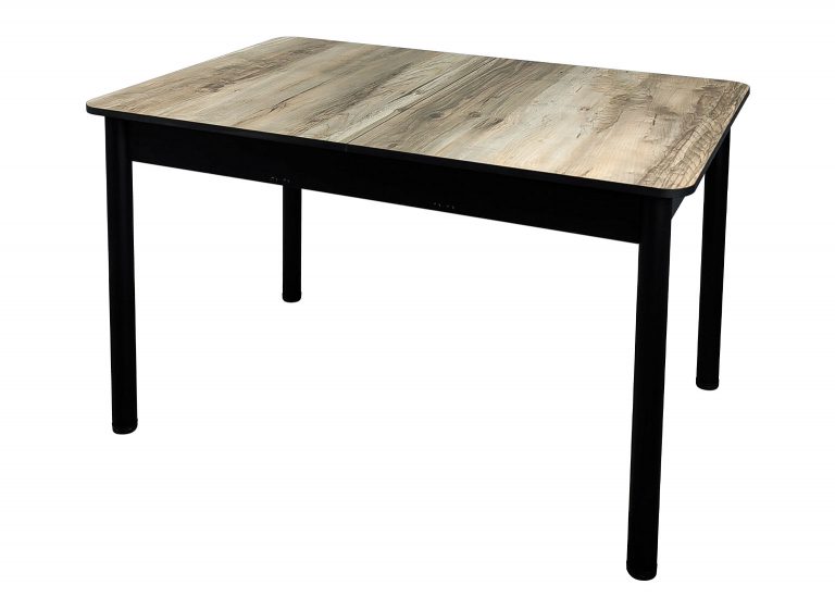 Стол Премьер раздвижной 170 x 90 (+50) см / R40 / ЛДСП Клён Каньон / Опора 4 Чёрная РУСТ